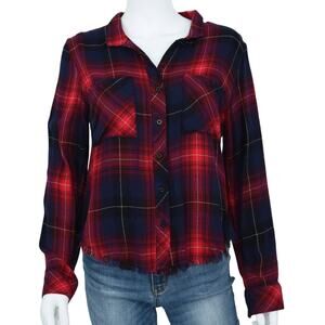 Cloth & Stone Women's Yukon Red Plaid Double Pocket Front Button Down Size Small